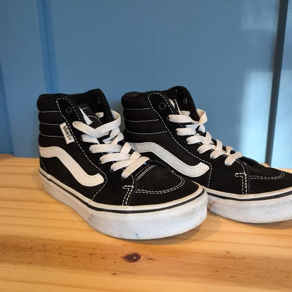 Vans Kids Black and White High-Top Sneakers - Picture 2 of 9